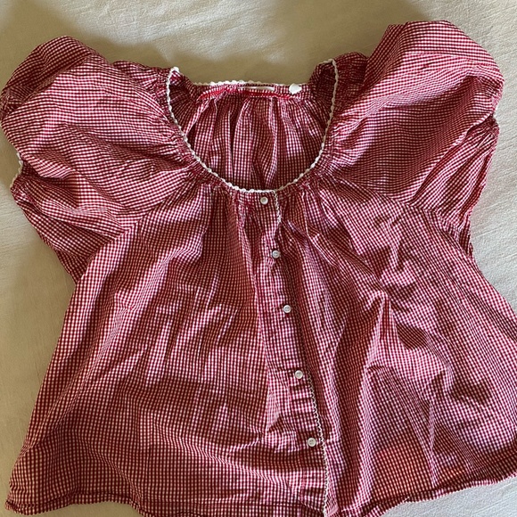DOEN TENNESSEE TOP -- CERISE PARIS GINGHAM SIZE M - Picture 5 of 5